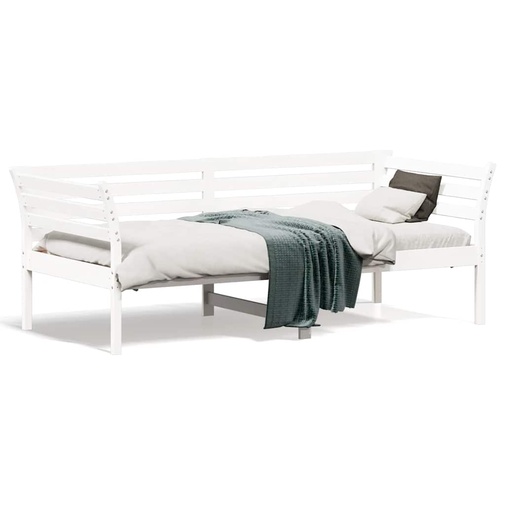 Day Bed without Mattress White 75x190 cm Small Single Solid Wood Pine
